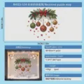 Festive Christmas window sticker set with golden ornaments and red bow 11.8x11.8in - Adhesive Backed Style (RHSDJ-534) / 30x30cm