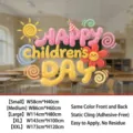 Colorful 3D bubble Children's Day static window decals for school classroom decoration - RHETJUV-017B (Static Glue-Free) / Small 58*40CM