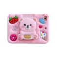 Vista dettagliata della custodia per tablet in silicone rosa con simpatico orsetto 3D e dolci. - Solo Custodia / iPad mini 1/2/3/4/5