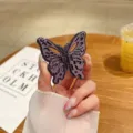Metall Schmetterling Handyhalterung in Lila, kreativer klappbarer Flügel Ständer für Büro. - Lila