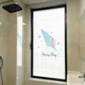 Privacy frosted bathroom window film featuring a blue cartoon seashell illustration - Translucent Privacy Style (BLT-123) / 30*60cm