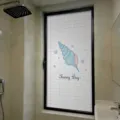 Blue cartoon seashell frosted glass window film for bathroom privacy and sun protection - Opaque Privacy & Sun Protection Style (BLT-123) / 30*60cm