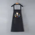 Grembiule da cucina nero impermeabile con stampa di coniglietto pasquale, abbigliamento da cucina. - Coniglio adulto da appendere al collo tutto nero