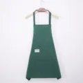 Dark green striped kitchen apron with pocket sleeveless poly cotton work cooking apparel adult - Green Halter Neck Style