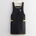 Chic color-blocking fitted vest apron for kitchen cooking, dust-proof and durable workwear - Black