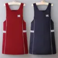 Tablier de gilet imperméable sans manches de couleur unie simple pour cuisine ménage travail adultes - Ensemble / Bleu + Rouge
