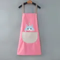 Grembiule da cucina impermeabile rosa con stampa di animali e tasca per cucinare. - Vestibilità regolare / Rosa con tasca grigia