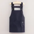 Canvas tooling apron for kitchen cafe home use with double pockets and adjustable straps. - Blue