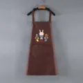 Wasserdichte Kochschürze mit süßem Osterhasen Motiv und praktischer Vordertasche für die Küche. - Umhänge-Hase (Ganz Braun)
