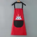 Grembiule da Cucina Impermeabile Rosso Abbigliamento da Lavoro con Tasca Cartoon - Vestibilità regolare / Rosso con tasca nera
