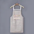Grembiule da cucina a quadri grigi con tasca con motivo a fragola per cucinare a casa - Grigio - Regolare