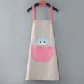 Grembiule da cucina impermeabile con simpatica stampa di cartoni animati e tasca rosa. - Vestibilità regolare / Grigio con tasca rosa