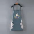 Wasserdichte Küchenschürze mit Handtüchern, süßem Hasen-Druck für Kochen und Backen zu Hause. - Halfter-Schürze mit Hasenmotiv und Handabwisch-Funktion - Blau