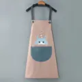 Grembiule da cucina impermeabile con simpatica stampa, grembiule da lavoro per uso quotidiano. - Vestibilità regolare / Rosa antico con tasca blu