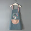 Delantal impermeable para niños, bonito patrón de conejo, ropa antimanchas para pintura. - Estilo Infantil Conejo Corona / Azul Piel con Bolsillo Rosa
