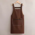 Grembiule da cucina marrone tinta unita con tasca con zip e comode spalline per il lavoro quotidiano - Impermeabile con tracolla e tasca con cerniera - caffè