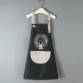 Delantal impermeable para niños, negro lindo conejo impresión floral cocina pintura babero. - Estilo Infantil Conejo Corona / Negro con Bolsillo Gris