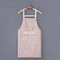 Cute pink grid kitchen apron with pockets and sweet graphic design for cooking and baking tasks. - Dusty Pink - Standard Style