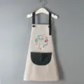 Delantal impermeable para niños con estampado de conejo tierno, bolsillo y correas. - Estilo Infantil Conejo Corona / Gris con Bolsillo Negro