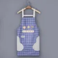 Blue plaid kitchen apron with wipe towels and pockets, waterproof and oil-proof daily cooking apron. - Hand-Wiping Style - Blue