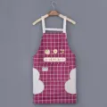 Kitchen plaid apron with hand wiping towels, waterproof and oil-proof cooking pocket apron. - Hand-Wiping Style - Wine Red