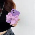 Silikon handyhülle mit 3d rosa schleife lila schutzhülle für apple iphone süßes mädchen zubehör - Lilane Farbe + große lila Schleife / iPhone 13Promax