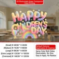 Rainbow Happy Children's Day static window sticker for classroom decor - Balloon Rainbow Set (RHETJUV-016) / Small (49x40cm)