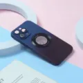 Μαγνητική θήκη ντεγκραντέ με προστατευτικό φακού και δακτύλιο υφής CD για iPhone, κομψή. - Μπλε βιολετί