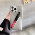 Silicone phone case with lipstick slot for iPhone 15 14 Pro Max soft back cover pink - Light Gray / iPhone 13