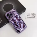 Purple electroplated fluid texture phone case for iPhone detailed close up view elegant style - Huawei P50 / Purple