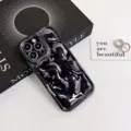 Electroplated meteorite pattern phone case compatible with iPhone, stylish luxury wave design cover - Huawei P50 / Black