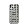 Silver 3D pyramid studded phone case for iPhone, stylish minimalist protective cover. - Silver / iphone11
