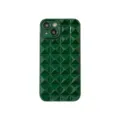 Dark green glossy 3D pyramid phone case close up, soft silicone material detail view. - Dark Green / iphone11