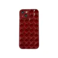 Glossy red pyramid studded phone case detail view, stylish geometric design for iPhone 14 13. - Dark Red / iphone11