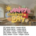 Colorful 3D style Children's Day static window sticker for school and classroom decor - RHETJUV-017C (Static Glue-Free) / Small 58*40CM