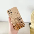 Gouden electroplated steentextuur iPhone hoesje, vloeibaar geplooide softcase detail. - iPhone 7/8 / Goud