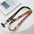 Versatile retro anti-theft phone lanyard with colorful woven strap and neck hanging rope. - Style 13