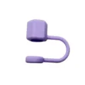 Purple silicone straw cover hexagonal nut dustproof cap for tumbler cups close up detail view - Purple