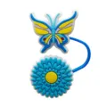 Cute blue butterfly daisy straw cover cap for 10mm cups silicone dust plug accessory - Blue Butterfly 1
