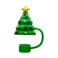 Joli couvercle de paille en silicone motif sapin de Noel bouchon anti-poussiere pour tasse 10mm - Noël arbre