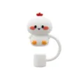 Cute silicone cartoon chick straw topper for 10mm cups reusable dust plug cover - White Chick