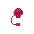 Simpatico copri cannuccia teschio rosa in silicone per bicchiere Stanley tazza antipolvere. - Teschio con Cuffie / Rosso rosa