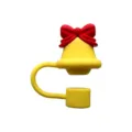 Couvercle de paille en silicone pour gobelet Stanley, cloche jaune avec nœud rouge anti-poussière. - Cloche