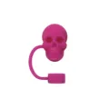 Rosa Totenkopf Silikon Strohhalm Abdeckung, süsser Becher Topper, 1cm Staubkappe. - Rosaroter Totenkopf