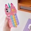 Silicone 3D Unicorn Pop It Fidget Phone Case Rainbow Gradient Soft Cover for iPhone - iPhone 13 mini / Rainbow