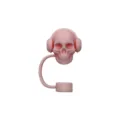 Copertura per cannuccia teschio in silicone rosa con cuffie, tappo antipolvere carino, 1cm. - Teschio con Cuffie / Rosa chiaro