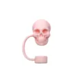 Copertura per cannuccia teschio silicone rosa per tazza Stanley, cappuccio antipolvere. - Tema teschio (Rosa chiaro)