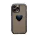 Transparante TPU telefoonhoes voor iPhone met schattig 3D hart design en bescherming. - Zwart / iPhone 13
