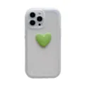 Transparante TPU beschermhoes met 3D groen hart ontwerp compatibel met iPhone. - Wit / iPhone 13