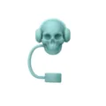 Hellblaue Silikon Totenkopf Strohhalm Kappe für 10mm Becher, lustiger Staubschutz Stecker. - Kopfhörer-Totenkopf Hellgrün